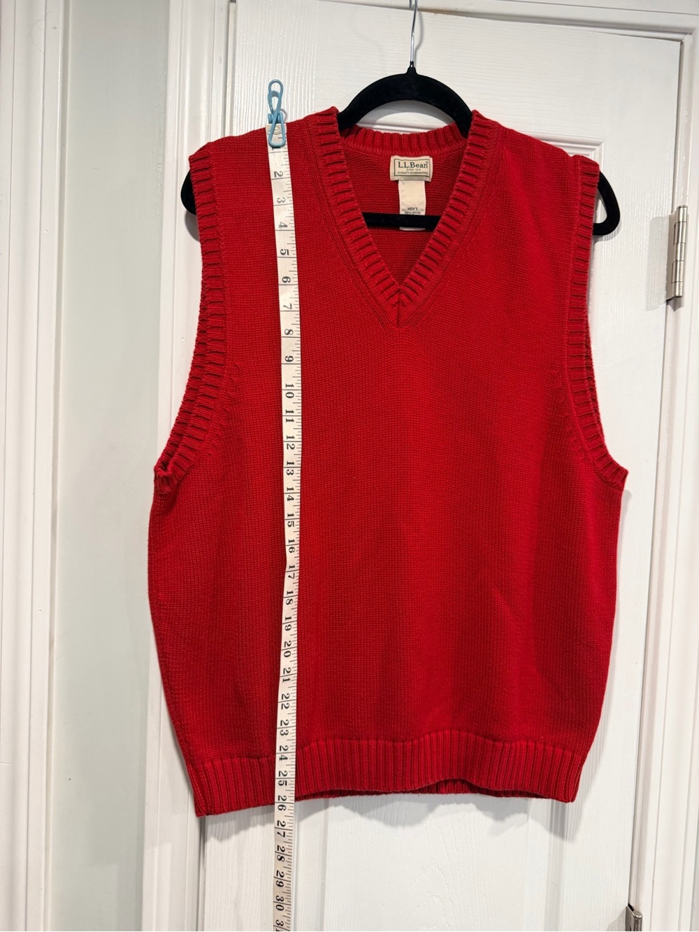 L.L.Bean Size M Red 100% Cotton V-Neck Sweater Vest Preppy Classic Holiday - Picture 4 of 8